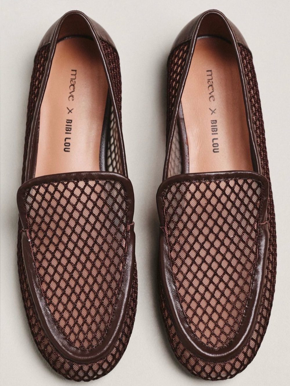 Maeve x BIBI Brown Mesh Loafers for Women (only worn once)